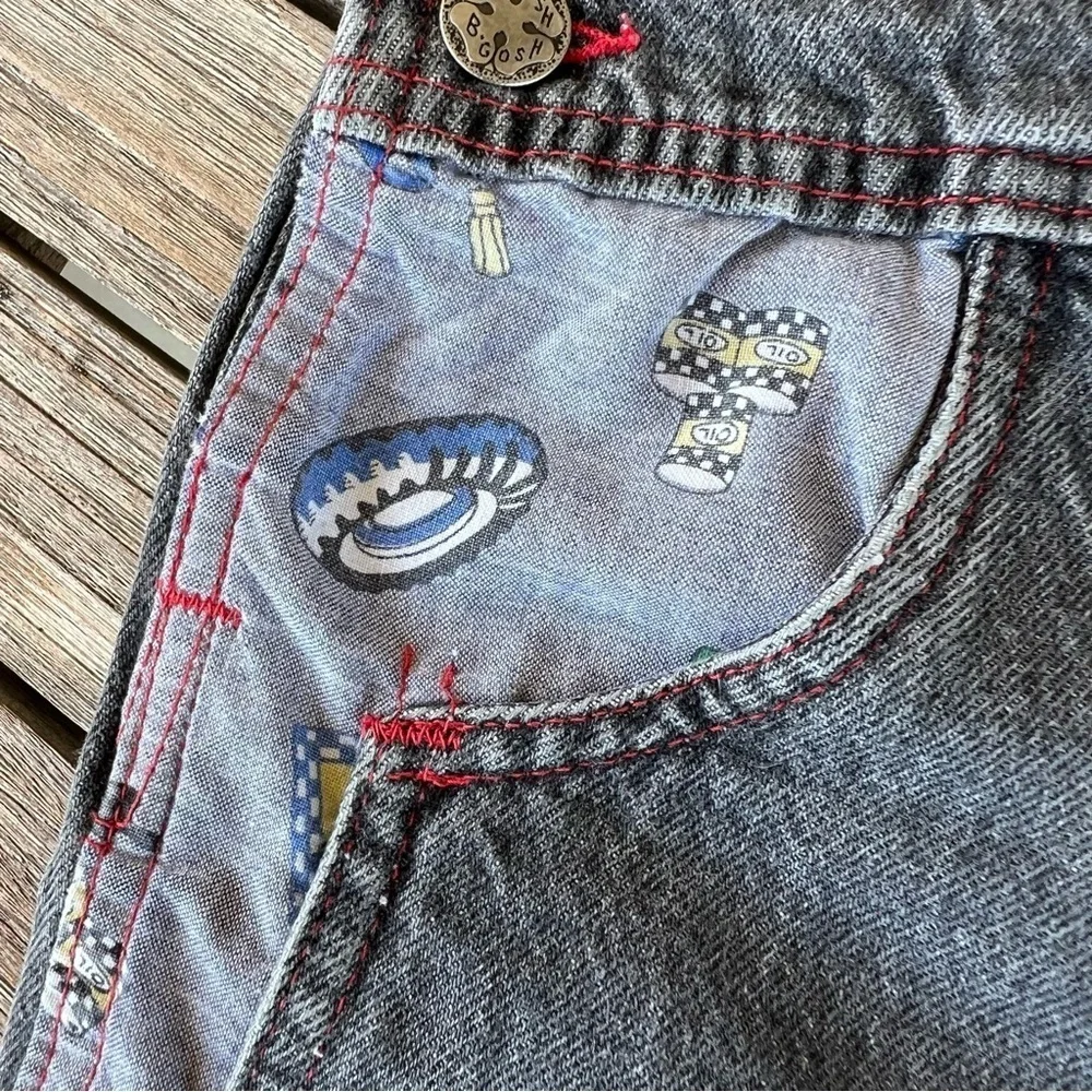 Vintage 90s OshKosh Joe’s Garage Gray Denim Overalls Made in USA Paper Tag Sz 4